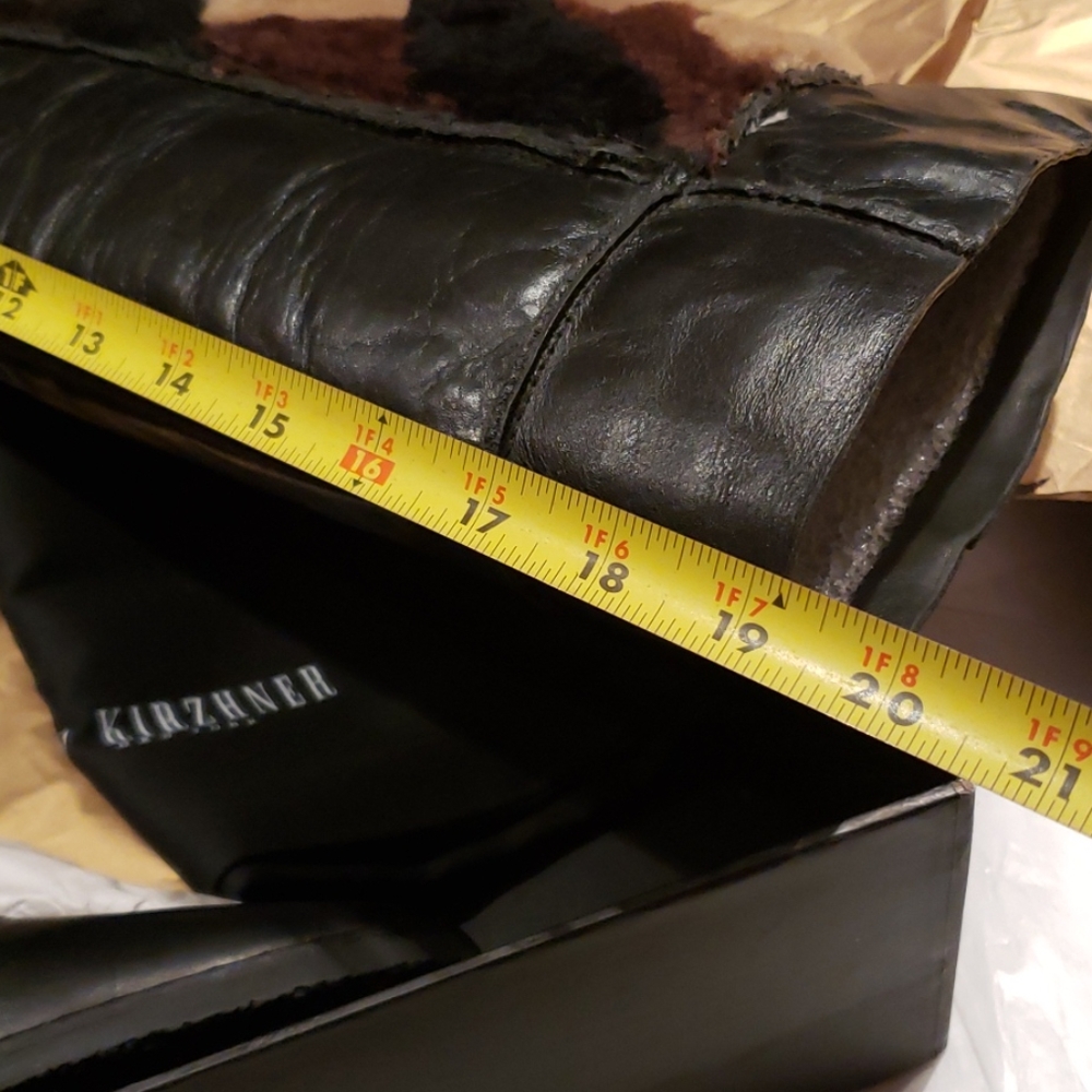 Ivy Kirzhner New BOOTS Luxe TALL Hidden Wedge Stud Leather Shearling BLACK - Picture 15 of 16
